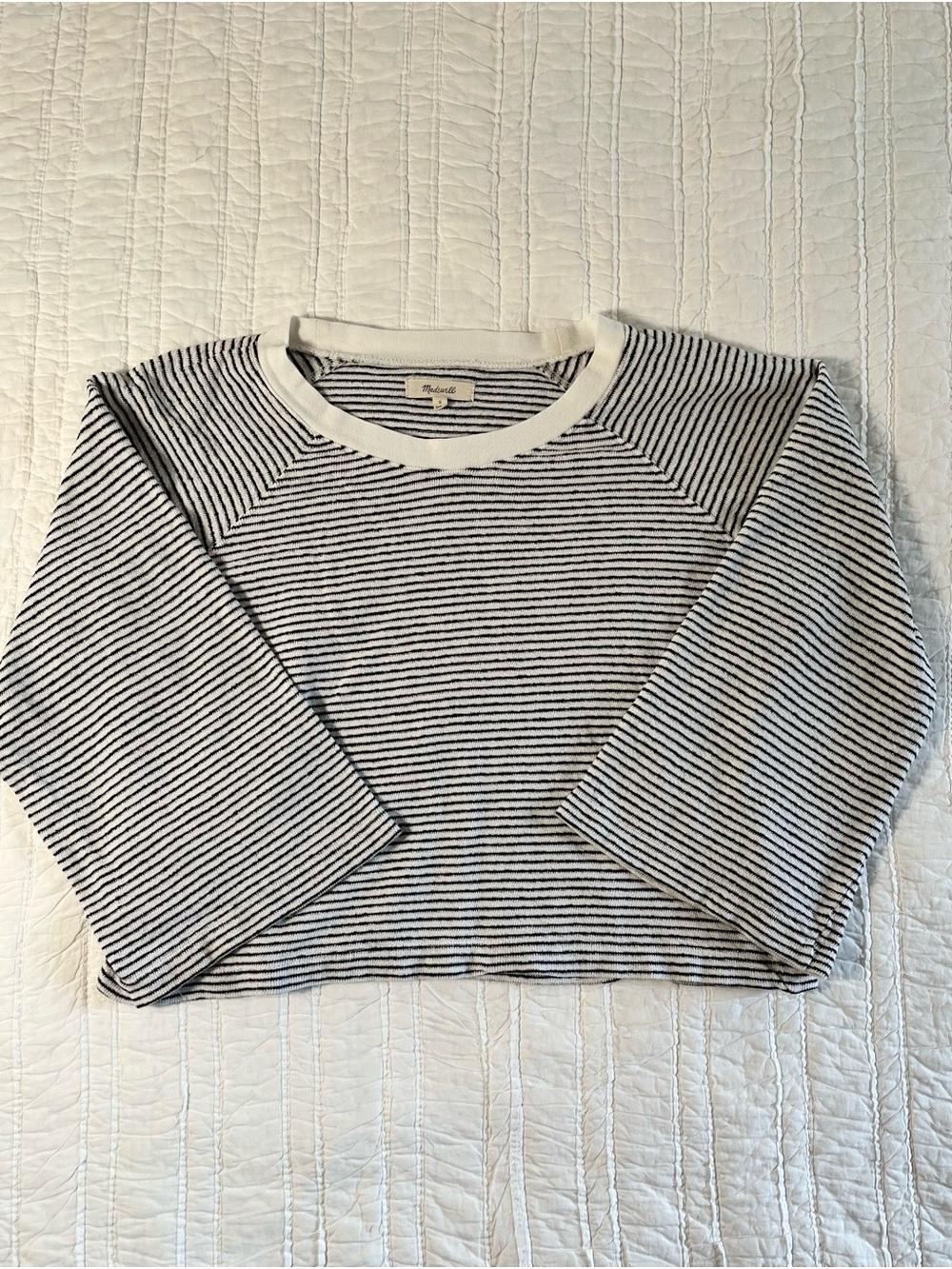 Madewell 100% Cotton Striped Raglan Long Sleeve Shirt Size S
